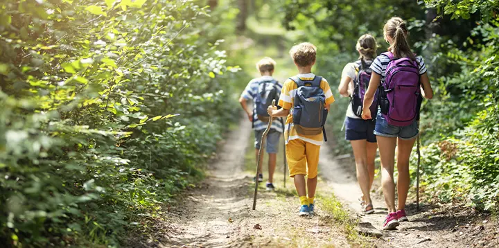 grupo de niños caminando al aire libre